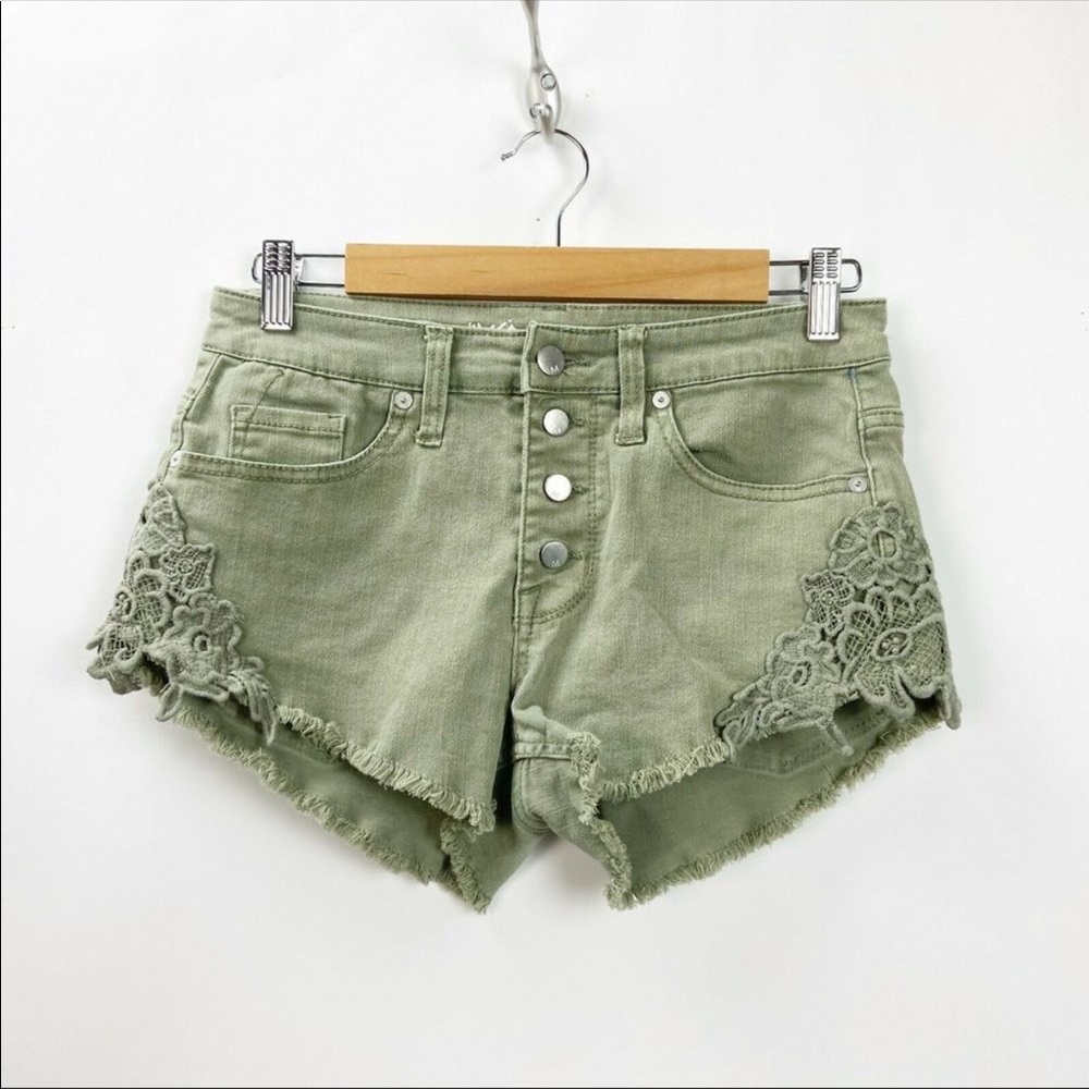 Mossimo Olive Green Button Fly High Rise Short - Picture 2 of 4
